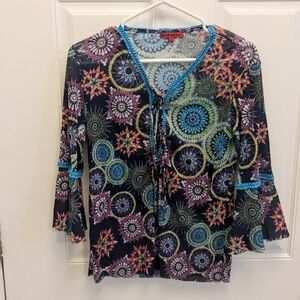 Vivienne Tam Mesh Y2K Bell Sleeve Top